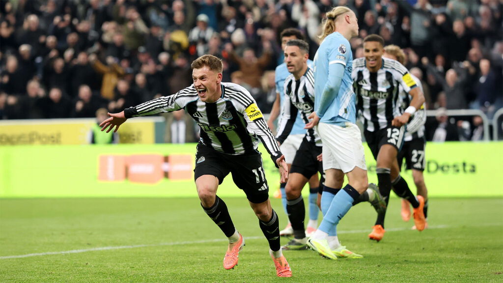 Harvey Barnes Goal Celebration Newcastle Manchester City