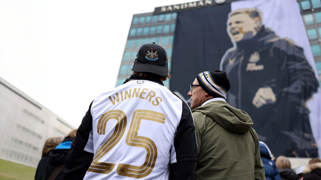 Eddie Howe Banner Carabao Cup Parade Newcastle United