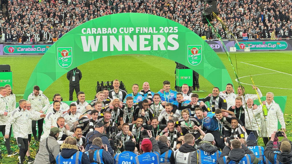 Carabao Cup Winners Trophy Celebrations Newcastle