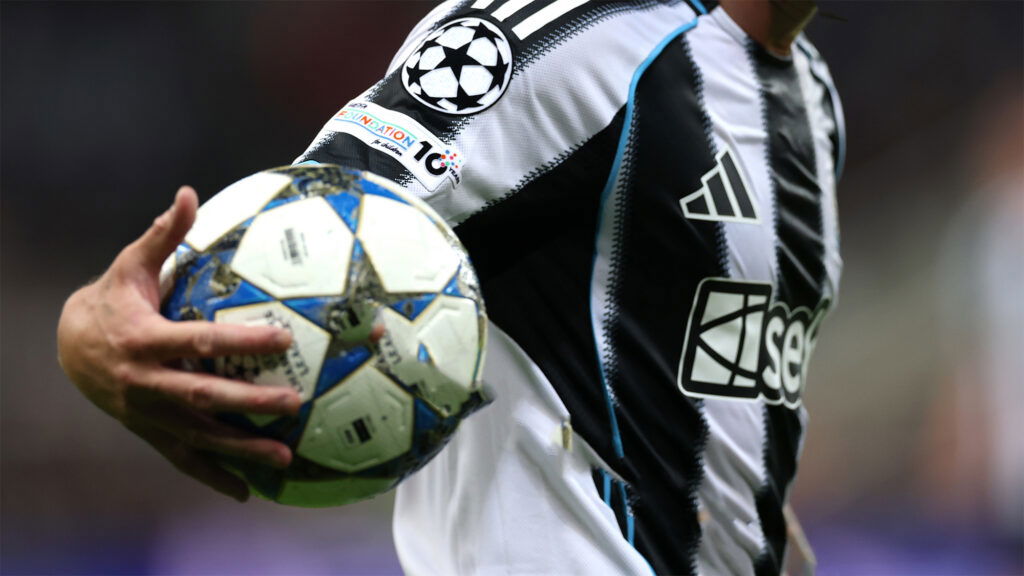 Newcastle Shirt Champions League Ball and Badge