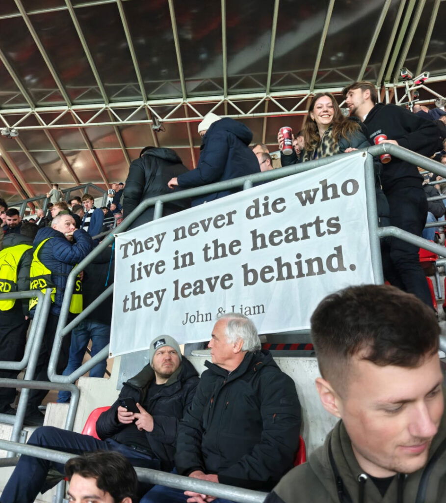 They Never Die Banner Liam John Leverkusen Newcastle Fans